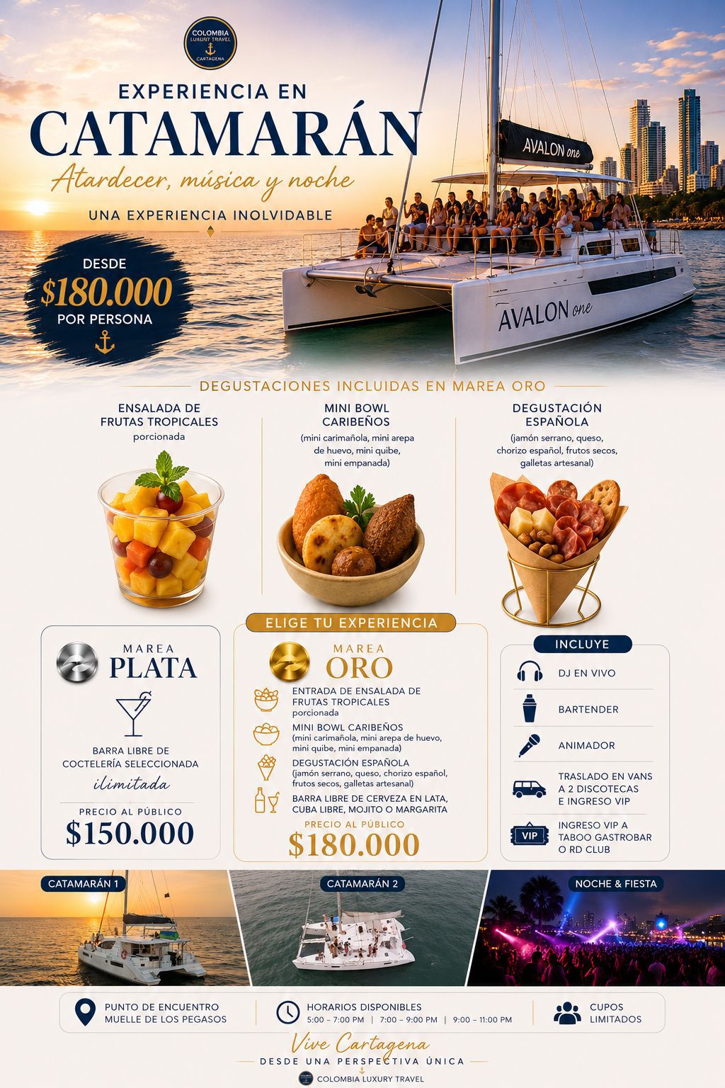 Tour Bahía Atardecer Catamarán Compartido - 2 Horas Barra Libre